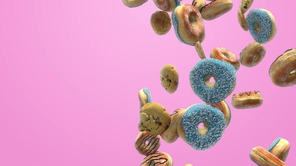 Different Donuts on a Pink Background - Download 21916768 Videohive