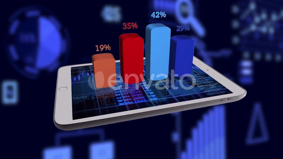 Digital Tablet Computer Screen Showing Financial Charts and Diagrams Videohive 22890930 Motion Graphics Image 4