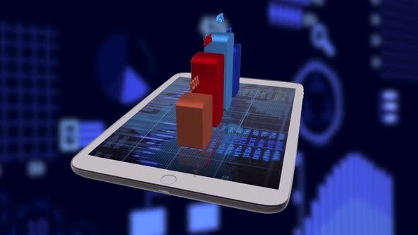 Digital Tablet Computer Screen Showing Financial Charts and Diagrams - Download 22890930 Videohive