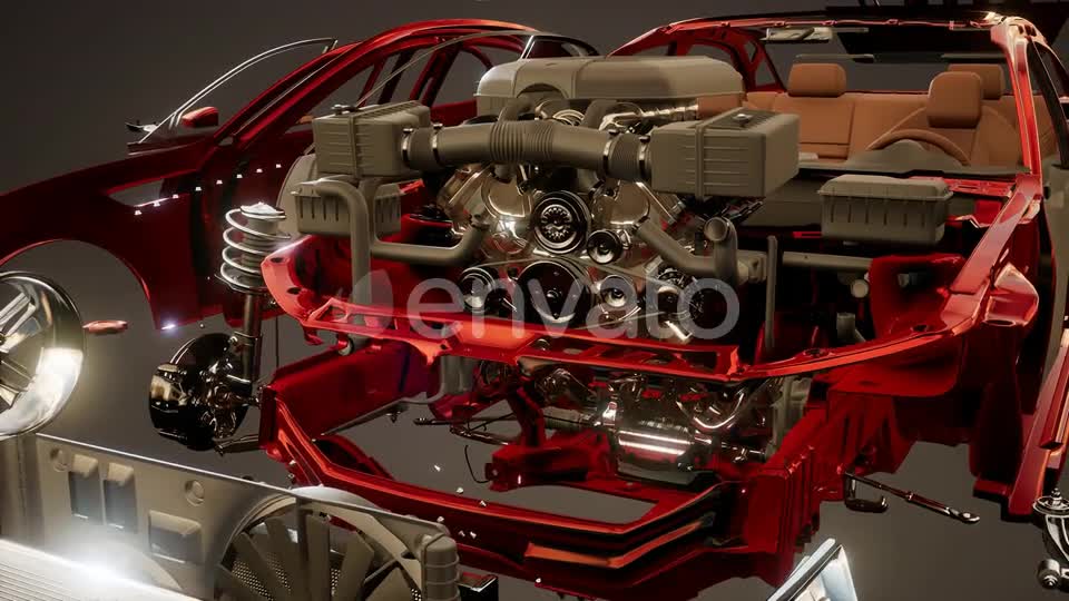 Disassembled Car with Visible Parts Videohive 23644056 Motion Graphics Image 1