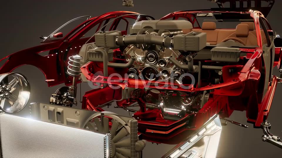 Disassembled Car with Visible Parts Videohive 23644056 Motion Graphics Image 2