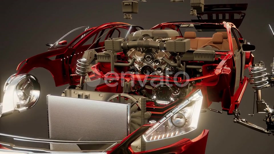 Disassembled Car with Visible Parts Videohive 23644056 Motion Graphics Image 4
