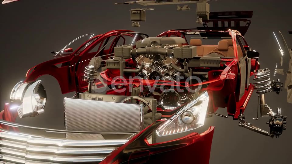 Disassembled Car with Visible Parts Videohive 23644056 Motion Graphics Image 5