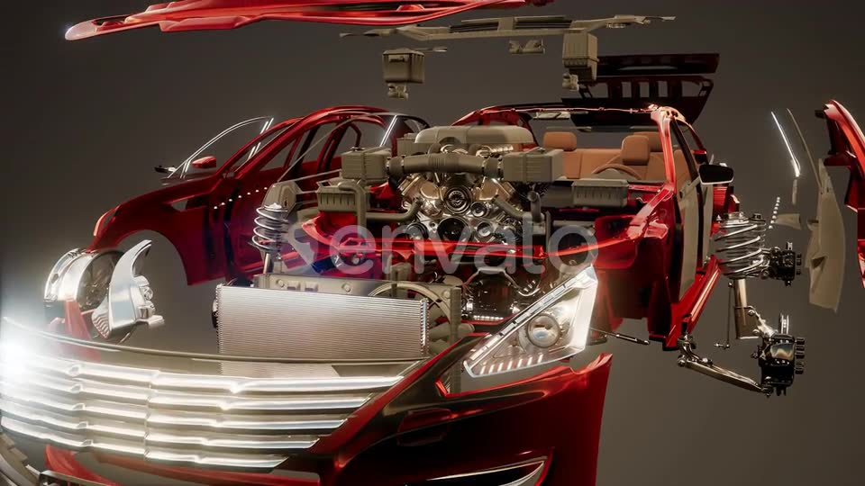 Disassembled Car with Visible Parts Videohive 23644056 Motion Graphics Image 6