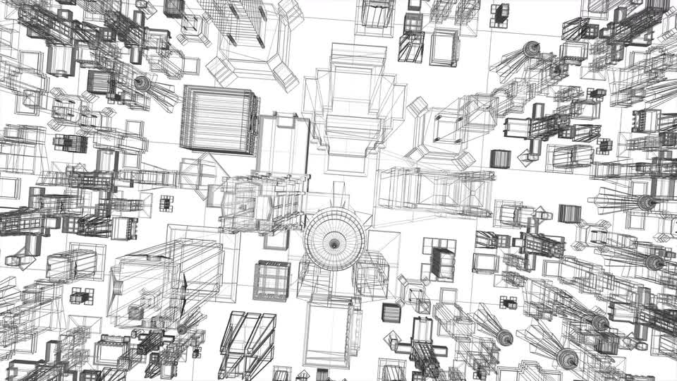 Diving Into Wireframe City Blueprint Videohive 22732077 Motion Graphics Image 1