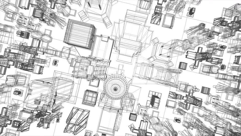 Diving Into Wireframe City Blueprint Videohive 22732077 Motion Graphics Image 2