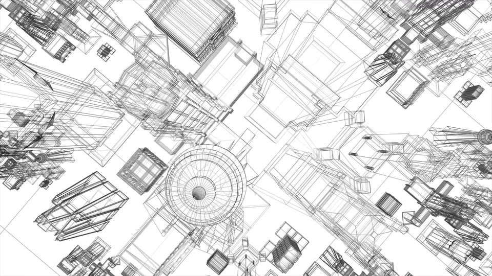 Diving Into Wireframe City Blueprint Videohive 22732077 Motion Graphics Image 5