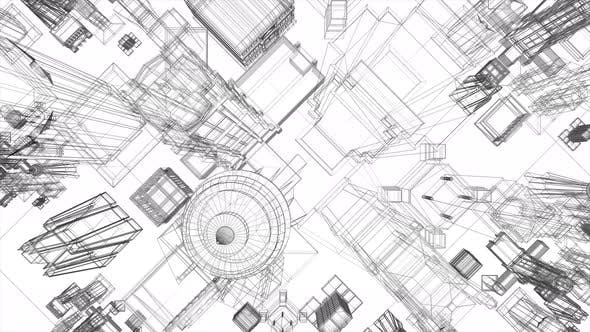 Diving Into Wireframe City Blueprint - 22732077 Videohive Download