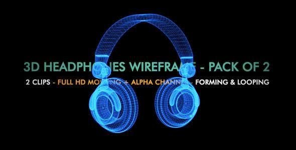 DJ Headphones 3D Wire Form & Spin Pack of 2 - 7941304 Videohive Download