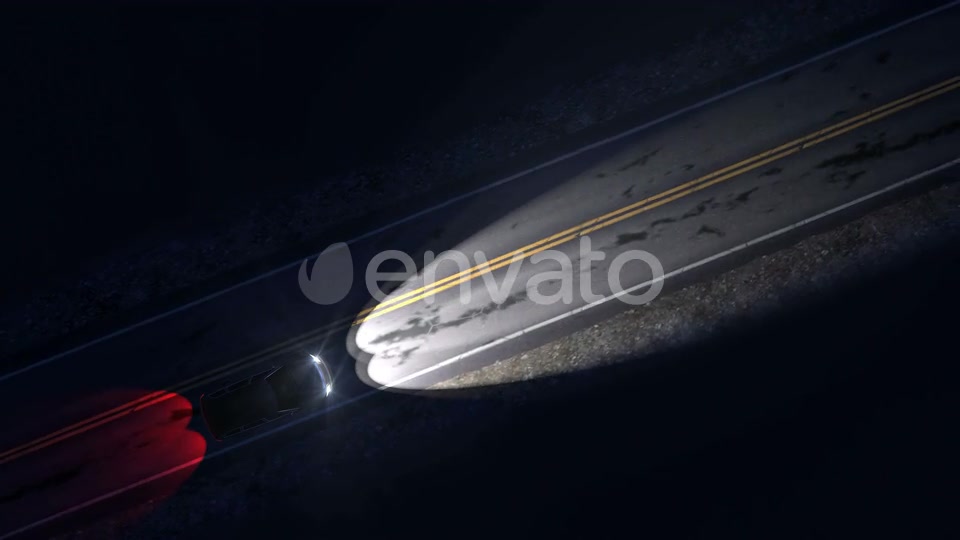 Drone View of Car Driving on a Night Country Road with Headlights On Videohive 24994209 Motion Graphics Image 3