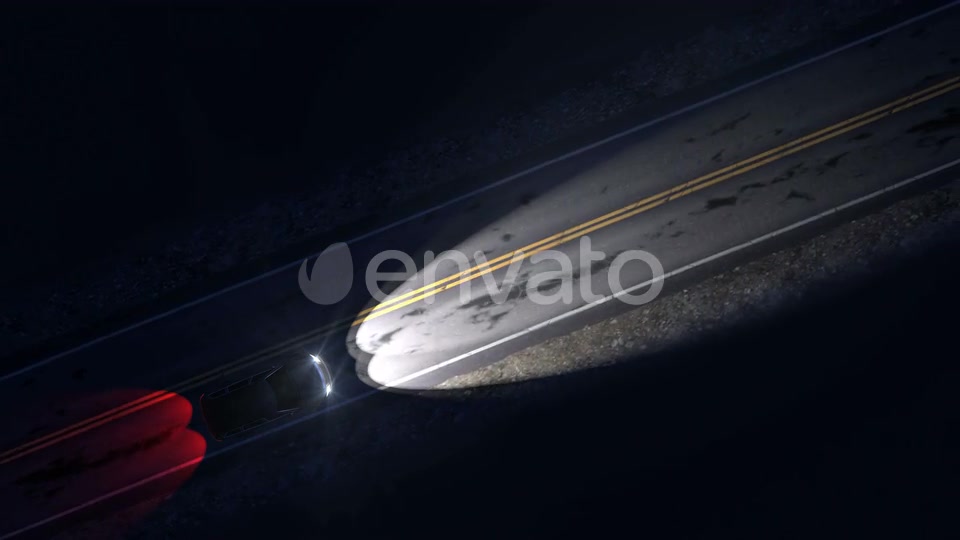 Drone View of Car Driving on a Night Country Road with Headlights On Videohive 24994209 Motion Graphics Image 6