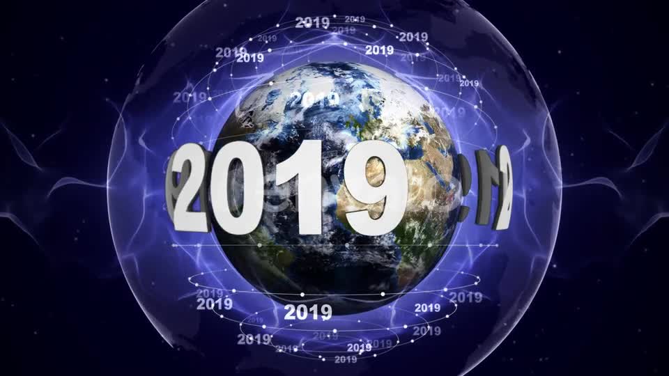 Earth and 2019 New Year Text Animation, Loop Videohive 22846525 Motion Graphics Image 1