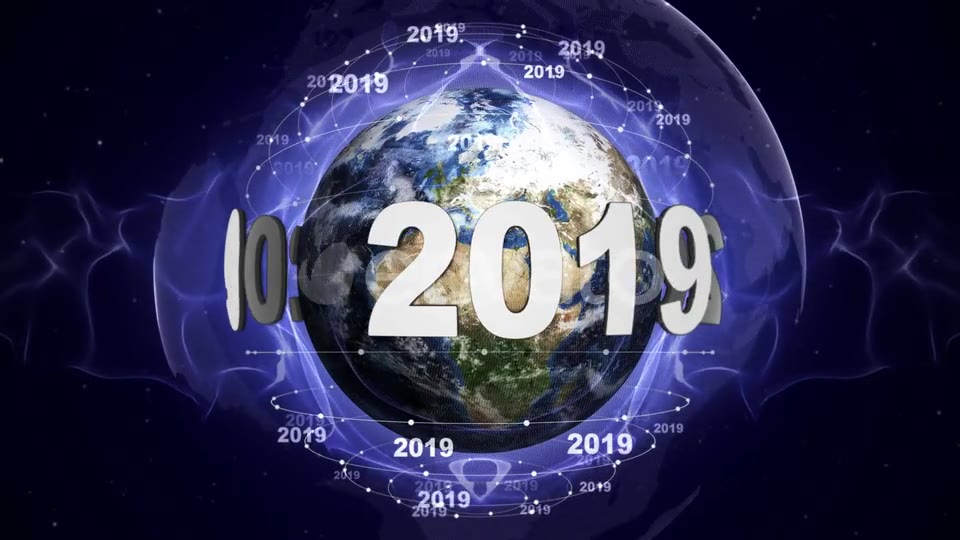 Earth and 2019 New Year Text Animation, Loop Videohive 22846525 Motion Graphics Image 10