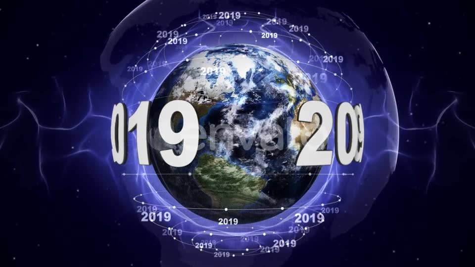 Earth and 2019 New Year Text Animation, Loop Videohive 22846525 Motion Graphics Image 2