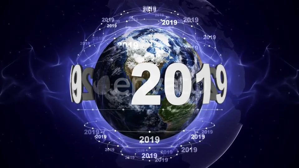 Earth and 2019 New Year Text Animation, Loop Videohive 22846525 Motion Graphics Image 3