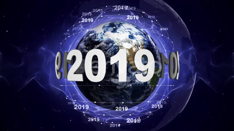 Earth and 2019 New Year Text Animation, Loop Videohive 22846525 Motion Graphics Image 4