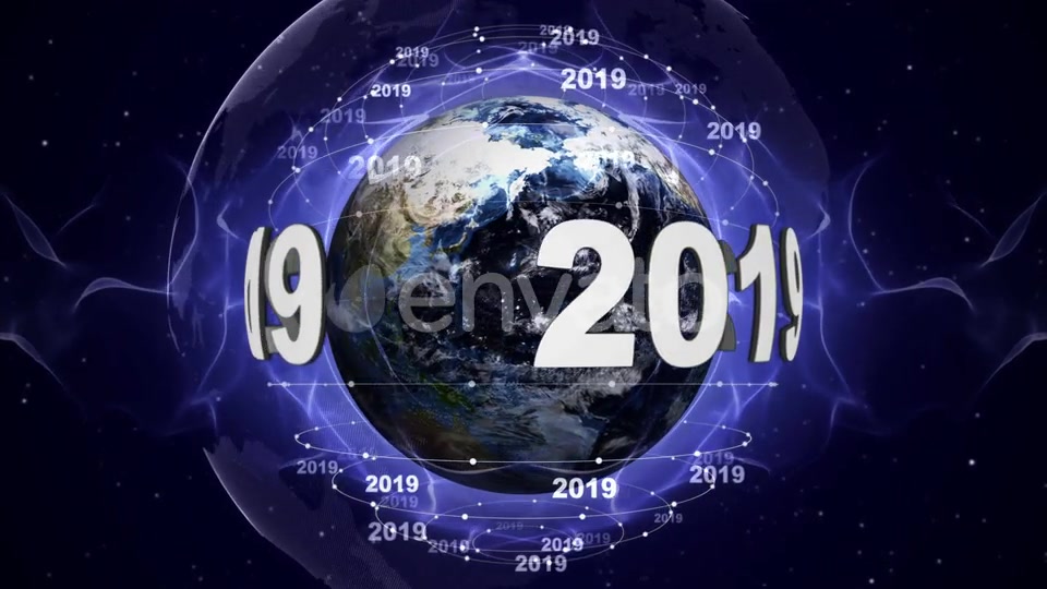 Earth and 2019 New Year Text Animation, Loop Videohive 22846525 Motion Graphics Image 6