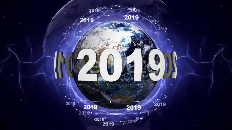 Earth and 2019 New Year Text Animation, Loop Videohive 22846525 Motion Graphics Image 7