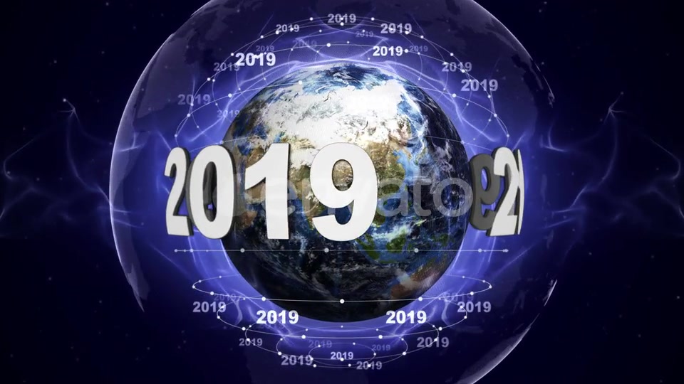 Earth and 2019 New Year Text Animation, Loop Videohive 22846525 Motion Graphics Image 8