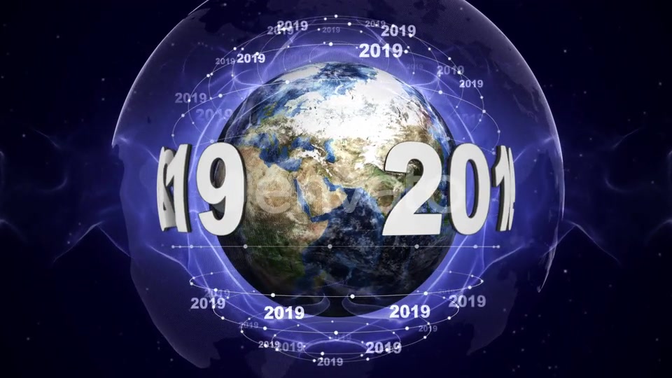 Earth and 2019 New Year Text Animation, Loop Videohive 22846525 Motion Graphics Image 9