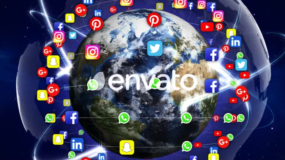 Earth and Social Media Logos Videohive 22070288 Motion Graphics Image 2