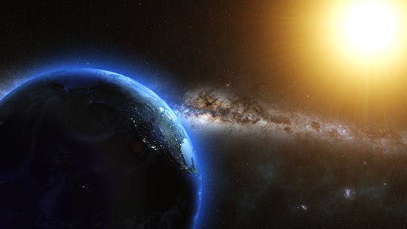 Earth And Sun From Space Orbit - 13560521 Videohive Download