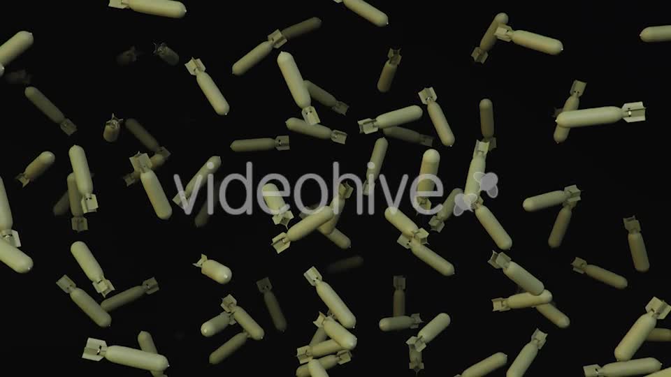 Endless Rain of Aircraft Bombs on a Dark Background Videohive 20299338 Motion Graphics Image 1