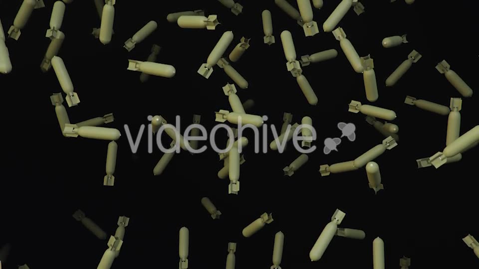 Endless Rain of Aircraft Bombs on a Dark Background Videohive 20299338 Motion Graphics Image 10