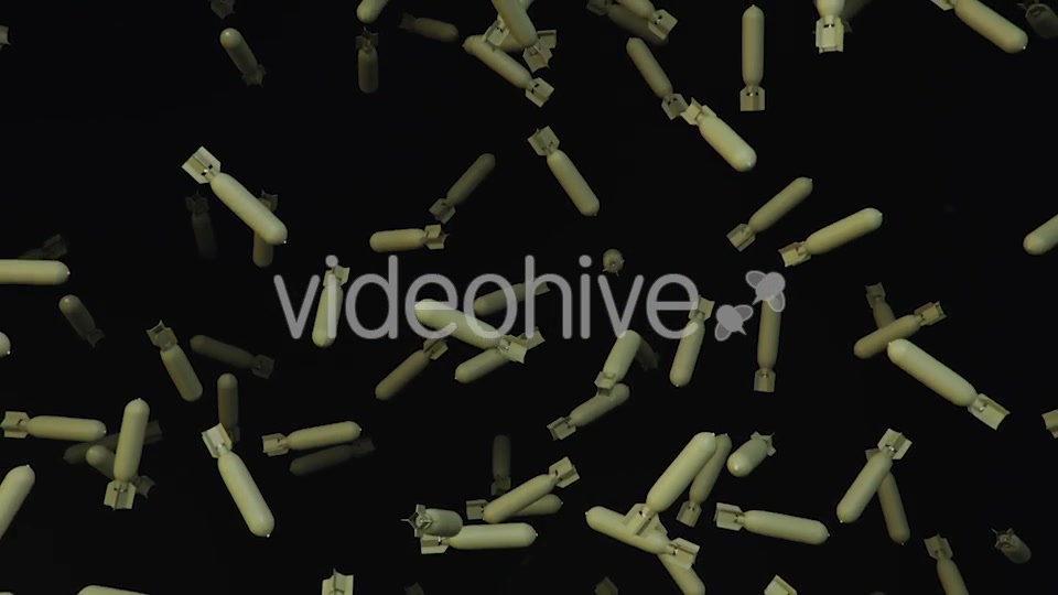 Endless Rain of Aircraft Bombs on a Dark Background Videohive 20299338 Motion Graphics Image 4