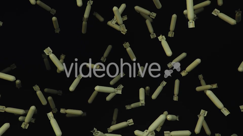 Endless Rain of Aircraft Bombs on a Dark Background Videohive 20299338 Motion Graphics Image 5