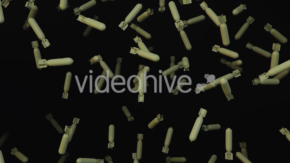 Endless Rain of Aircraft Bombs on a Dark Background Videohive 20299338 Motion Graphics Image 9
