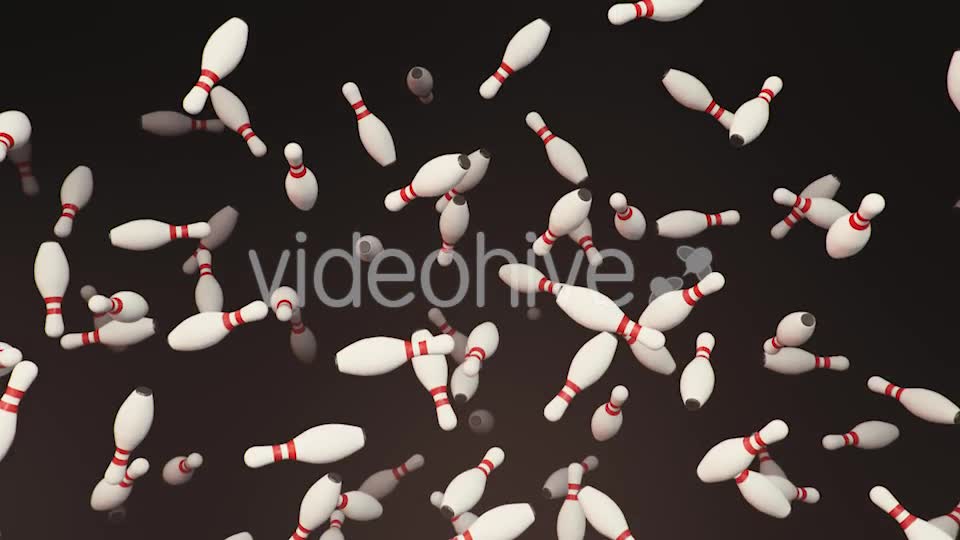 Endless Rain of Bowling Pins on a Dark Background Videohive 20299453 Motion Graphics Image 2