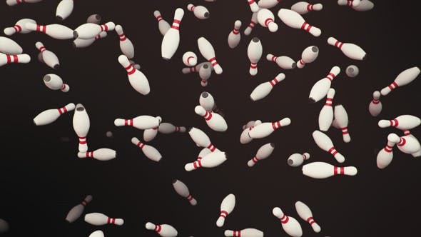 Endless Rain of Bowling Pins on a Dark Background - Download Videohive 20299453