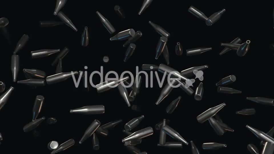 Endless Rain of Empty Chrome Bottles on a Dark Background Videohive 20299440 Motion Graphics Image 1