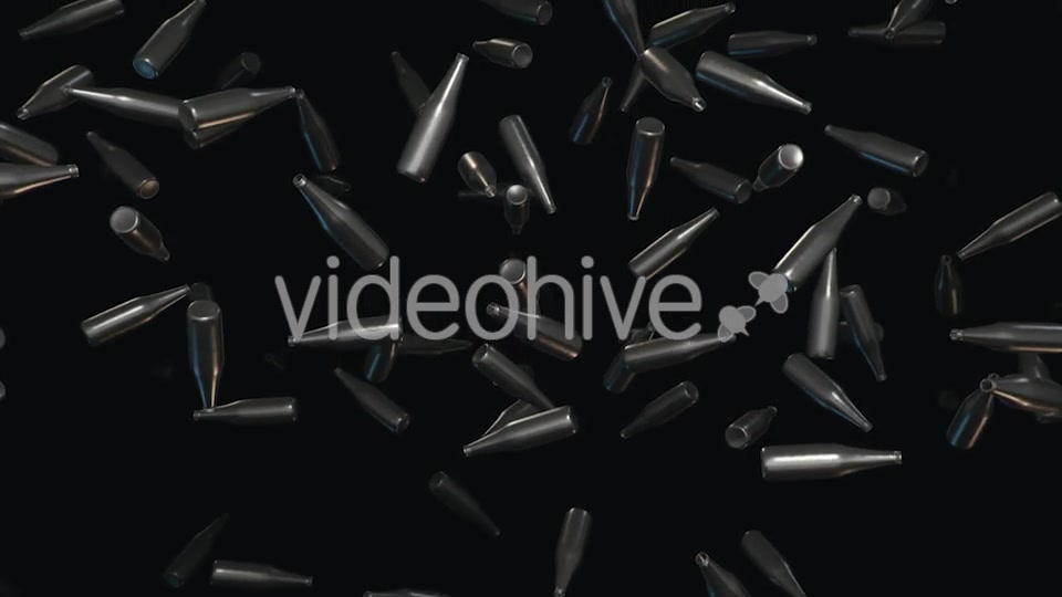 Endless Rain of Empty Chrome Bottles on a Dark Background Videohive 20299440 Motion Graphics Image 11