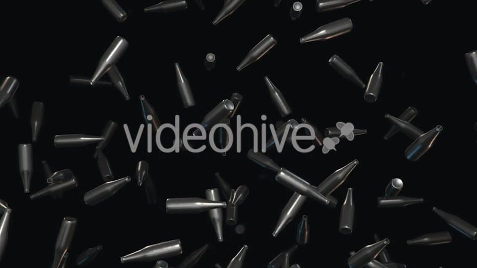 Endless Rain of Empty Chrome Bottles on a Dark Background Videohive 20299440 Motion Graphics Image 3