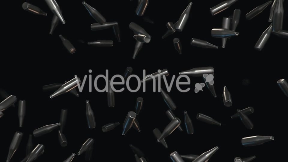 Endless Rain of Empty Chrome Bottles on a Dark Background Videohive 20299440 Motion Graphics Image 6