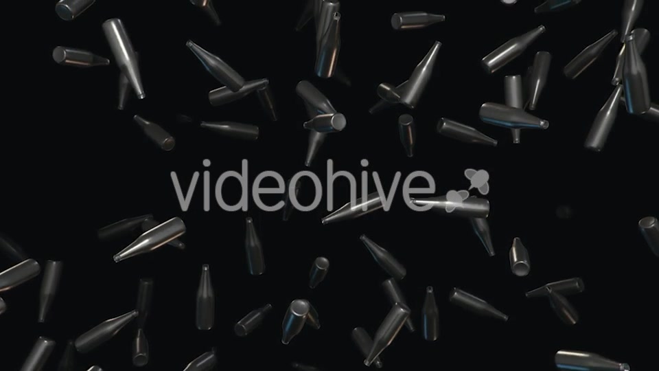 Endless Rain of Empty Chrome Bottles on a Dark Background Videohive 20299440 Motion Graphics Image 7