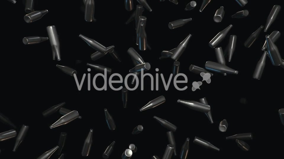 Endless Rain of Empty Chrome Bottles on a Dark Background Videohive 20299440 Motion Graphics Image 8