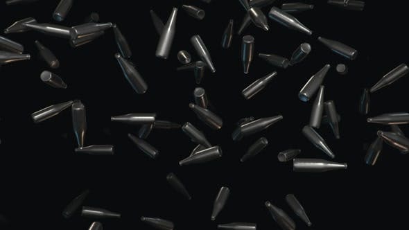 Endless Rain of Empty Chrome Bottles on a Dark Background - Videohive 20299440 Download