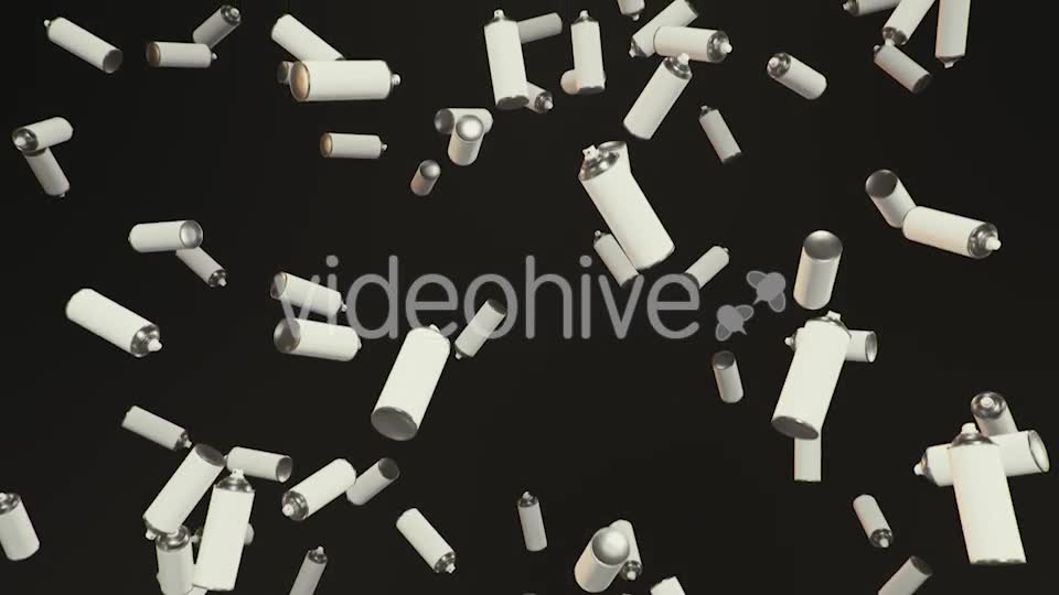 Endless Rain of Spray Cans on a Dark Background Videohive 20299676 Motion Graphics Image 2