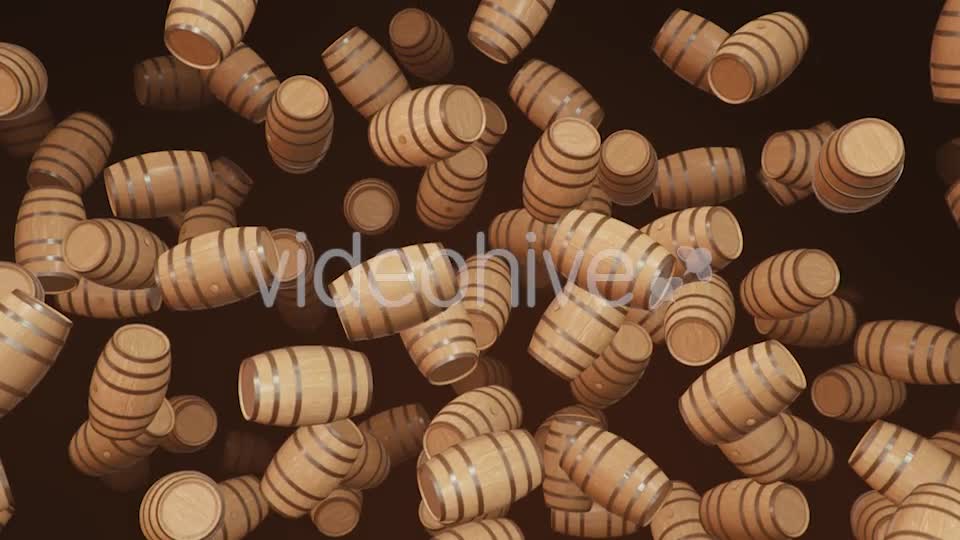 Endless Rain of Wooden Barrels on a Dark Background Videohive 20299694 Motion Graphics Image 1