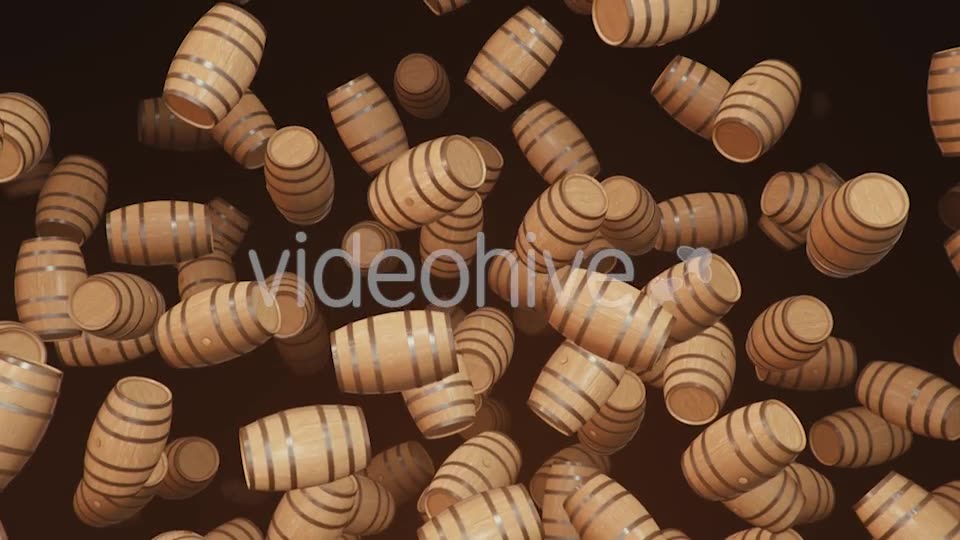 Endless Rain of Wooden Barrels on a Dark Background Videohive 20299694 Motion Graphics Image 2