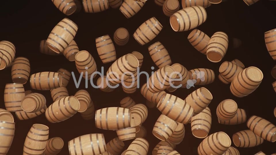 Endless Rain of Wooden Barrels on a Dark Background Videohive 20299694 Motion Graphics Image 3