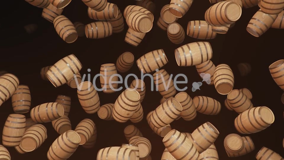 Endless Rain of Wooden Barrels on a Dark Background Videohive 20299694 Motion Graphics Image 5