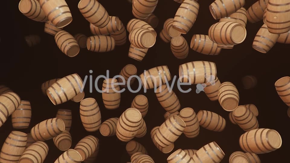 Endless Rain of Wooden Barrels on a Dark Background Videohive 20299694 Motion Graphics Image 6