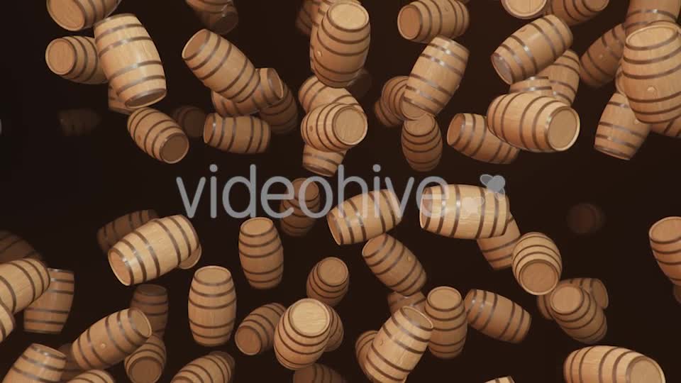 Endless Rain of Wooden Barrels on a Dark Background Videohive 20299694 Motion Graphics Image 7