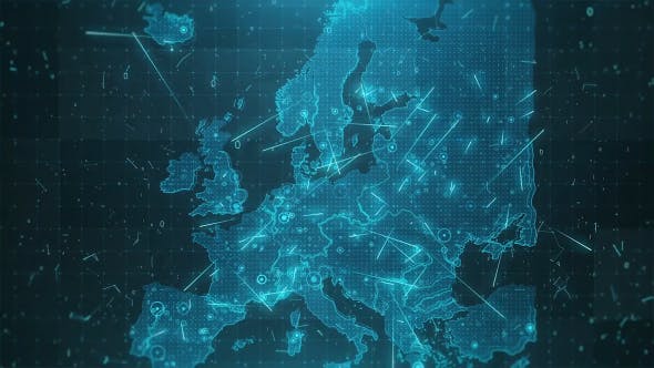 Europe Map Background Cities Connections 4K - Download 18283145 Videohive