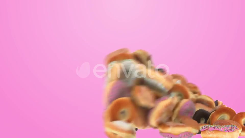 Falling Different Donuts on a Pink Background Videohive 22279885 Motion Graphics Image 6
