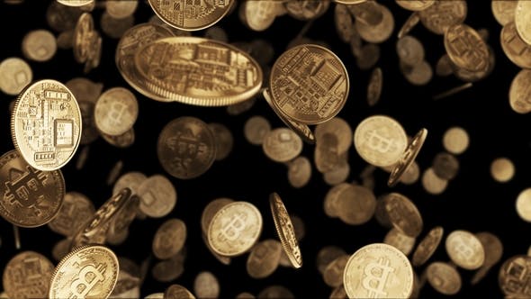 Falling Gold Coins Bitcoin - Videohive Download 21916754